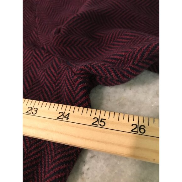 Lands End Quarter Zip Pullover Mens XL Deep Maroon Navy Blue Chevron Stripe - Picture 6 of 8